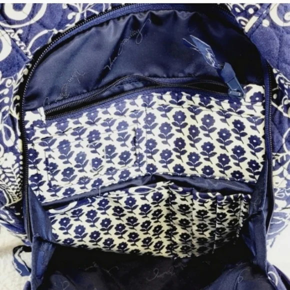 VERA BRADLEY Twirly Birds Navy Blue Laptop Backpack - Picture 6 of 12